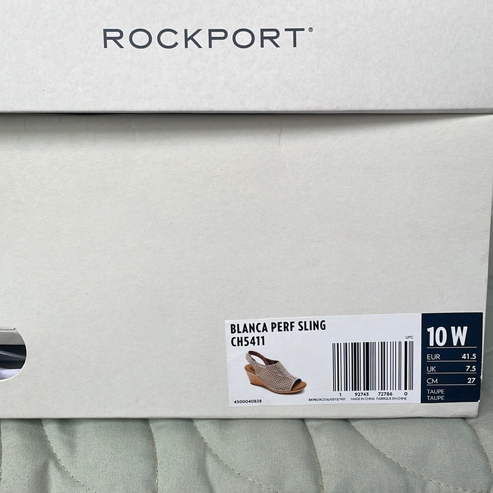 Women’s Rockport Size 10W Taupe Blanca Perf Sling NWOT